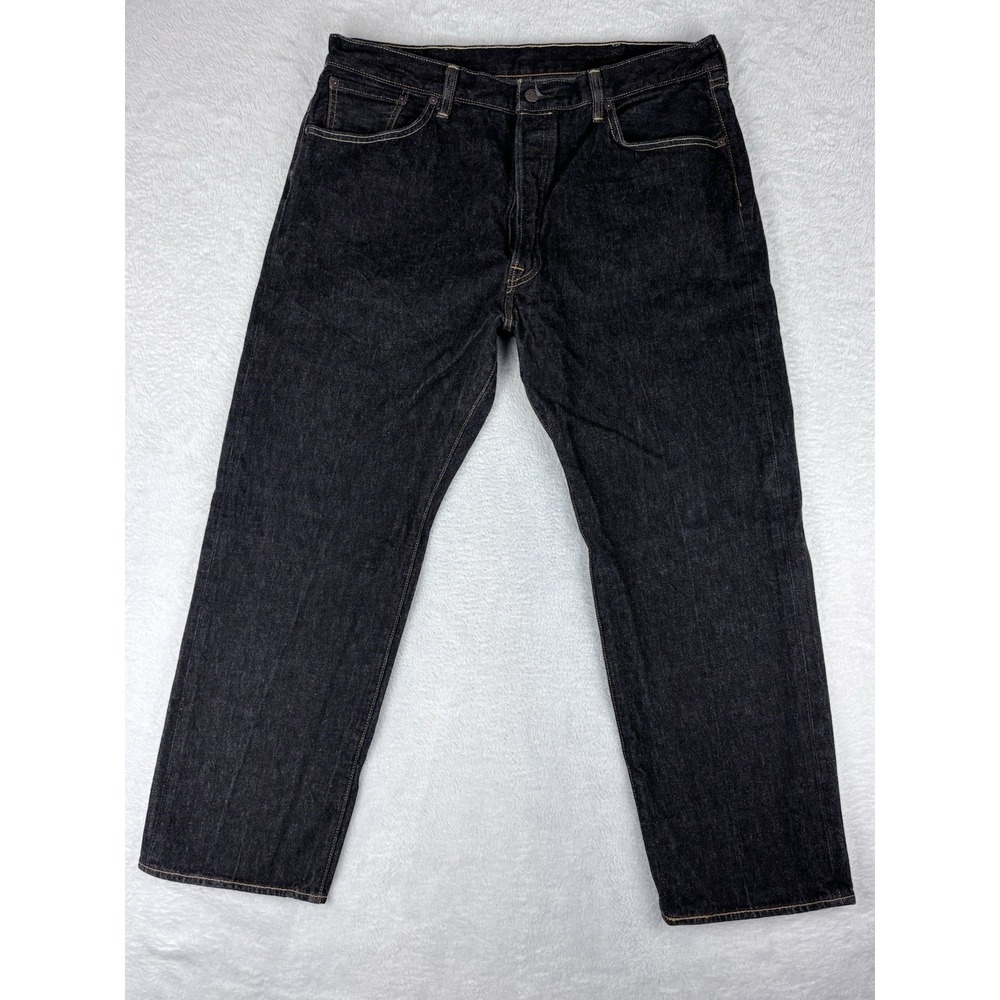 Levi's 501 Mens Jeans Black Denim Button Fly Jeans Size 40x30 (37x29 Measured)